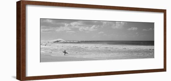 Surfer Standing on the Beach, North Shore, Oahu, Hawaii, USA-null-Framed Photographic Print