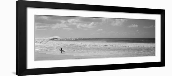 Surfer Standing on the Beach, North Shore, Oahu, Hawaii, USA-null-Framed Photographic Print