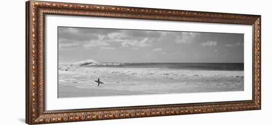 Surfer Standing on the Beach, North Shore, Oahu, Hawaii, USA-null-Framed Photographic Print