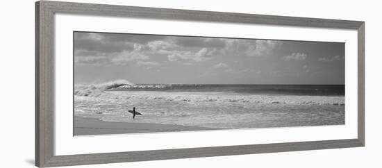 Surfer Standing on the Beach, North Shore, Oahu, Hawaii, USA-null-Framed Photographic Print