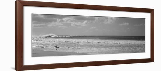 Surfer Standing on the Beach, North Shore, Oahu, Hawaii, USA-null-Framed Photographic Print