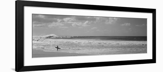 Surfer Standing on the Beach, North Shore, Oahu, Hawaii, USA-null-Framed Photographic Print