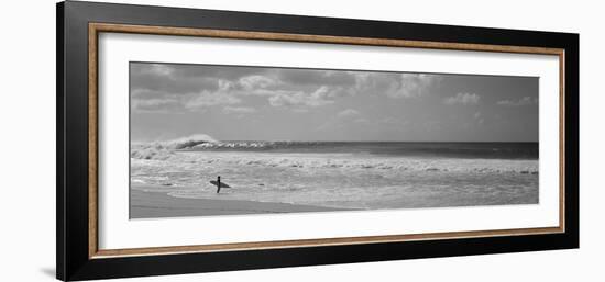 Surfer Standing on the Beach, North Shore, Oahu, Hawaii, USA-null-Framed Photographic Print