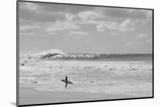 Surfer standing on the beach, North Shore, Oahu, Hawaii, USA-null-Mounted Photographic Print