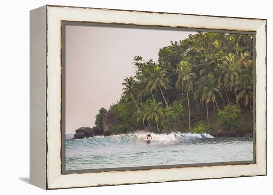 Surfer Surfing at Sunset at Mirissa Beach, South Coast, Sri Lanka, Southern Province, Asia-Matthew Williams-Ellis-Framed Premier Image Canvas