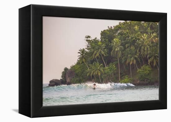 Surfer Surfing at Sunset at Mirissa Beach, South Coast, Sri Lanka, Southern Province, Asia-Matthew Williams-Ellis-Framed Premier Image Canvas