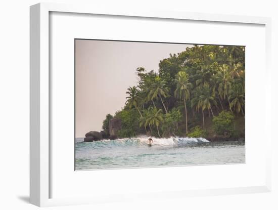 Surfer Surfing at Sunset at Mirissa Beach, South Coast, Sri Lanka, Southern Province, Asia-Matthew Williams-Ellis-Framed Photographic Print