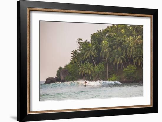 Surfer Surfing at Sunset at Mirissa Beach, South Coast, Sri Lanka, Southern Province, Asia-Matthew Williams-Ellis-Framed Photographic Print