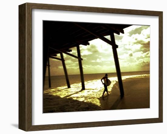 Surfer Walking along Tide-Jan Lakey-Framed Photographic Print