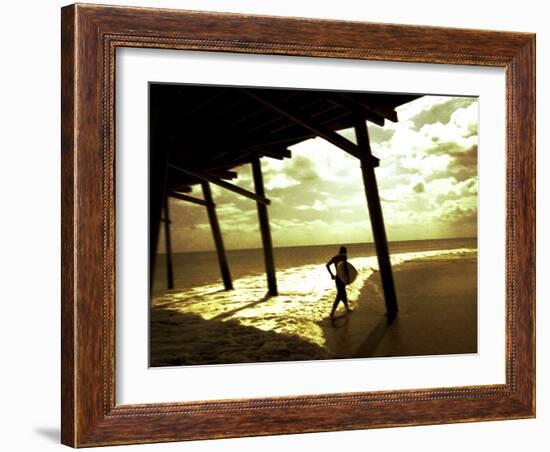 Surfer Walking along Tide-Jan Lakey-Framed Photographic Print