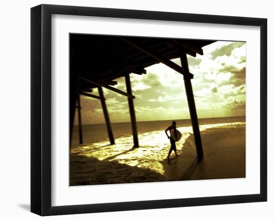 Surfer Walking along Tide-Jan Lakey-Framed Photographic Print