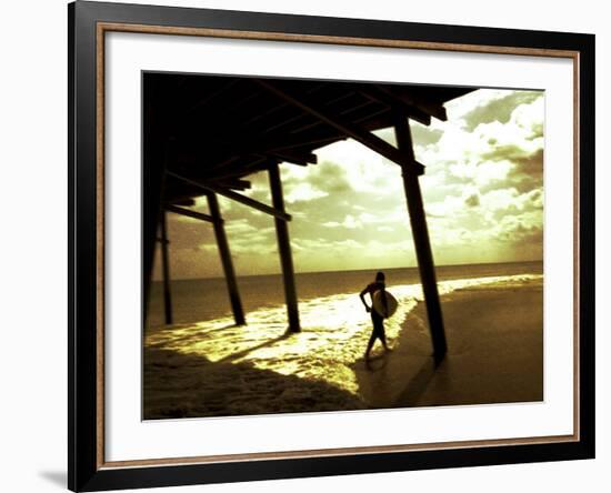 Surfer Walking along Tide-Jan Lakey-Framed Photographic Print