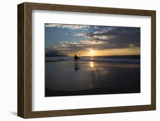 Surfer Walking on the Beach at Sunset, Hawaii, USA-null-Framed Photographic Print