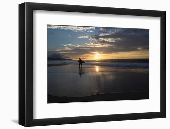 Surfer Walking on the Beach at Sunset, Hawaii, USA-null-Framed Photographic Print