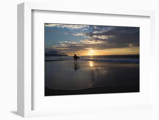 Surfer Walking on the Beach at Sunset, Hawaii, USA-null-Framed Photographic Print