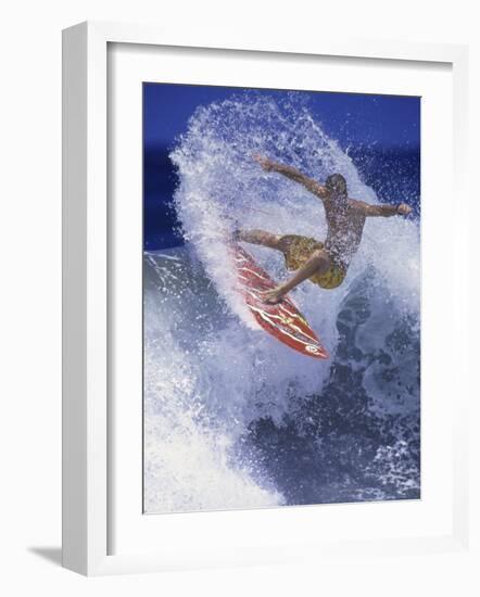 Surfer with Red Board-null-Framed Photographic Print