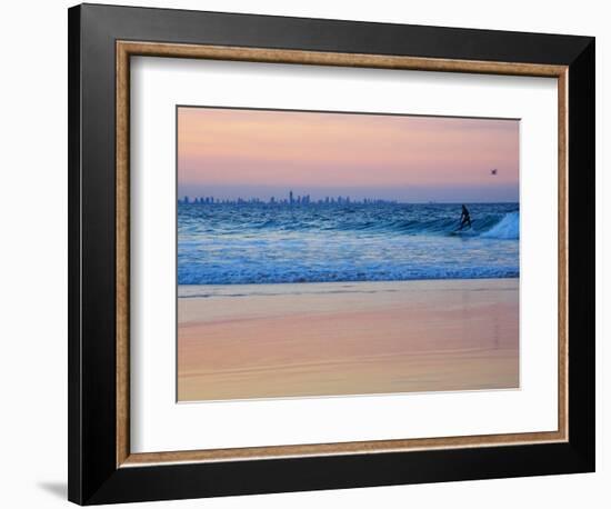Surfers at Dusk, Gold Coast, Queensland, Australia-David Wall-Framed Photographic Print