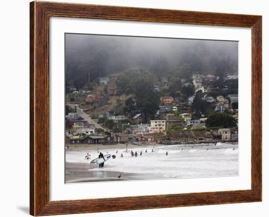 Surfers at Linda Mar Beach, Pacifica, California, United States of America, North America-Levy Yadid-Framed Photographic Print