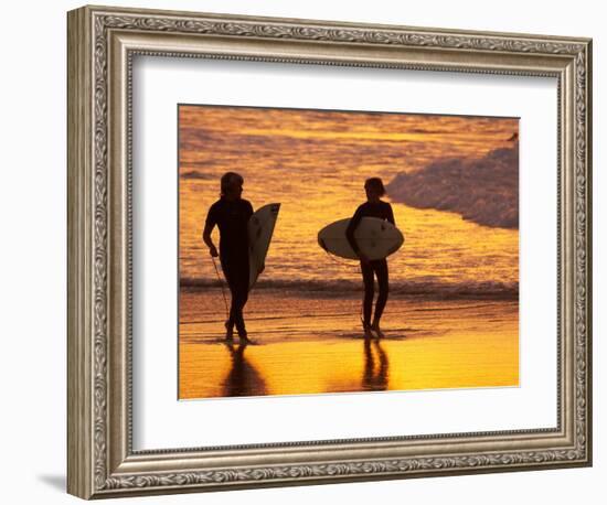 Surfers at Sunset, Gold Coast, Queensland, Australia-David Wall-Framed Photographic Print