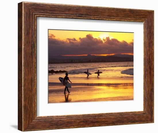 Surfers at Sunset, Gold Coast, Queensland, Australia-David Wall-Framed Photographic Print