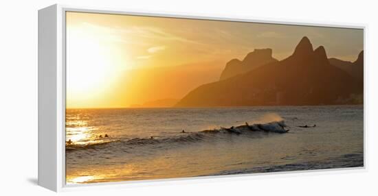 Surfers at Sunset on Ipanema Beach, Rio De Janeiro, Brazil-null-Framed Stretched Canvas