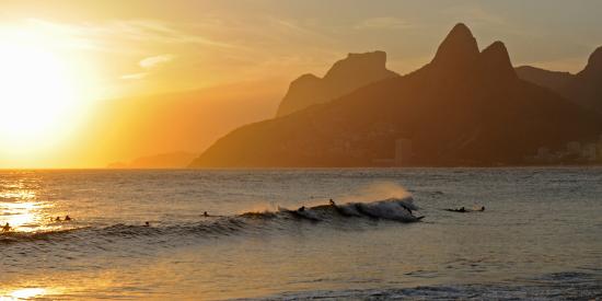 Surfers At Sunset On Ipanema Beach Rio De Janeiro Brazil Photographic Print Art Com Surfers At Sunset On Ipanema Beach Rio De Janeiro Brazil Photographic Print Art Com