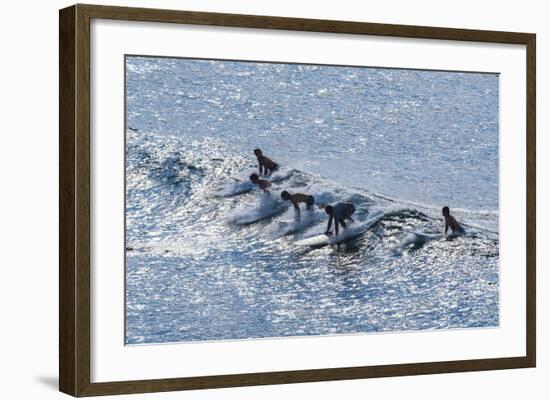 Surfers at the Hookipa Beach Park, Paai, Maui, Hawaii, United States of America, Pacific-Michael Runkel-Framed Photographic Print