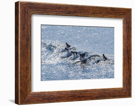 Surfers at the Hookipa Beach Park, Paai, Maui, Hawaii, United States of America, Pacific-Michael Runkel-Framed Photographic Print