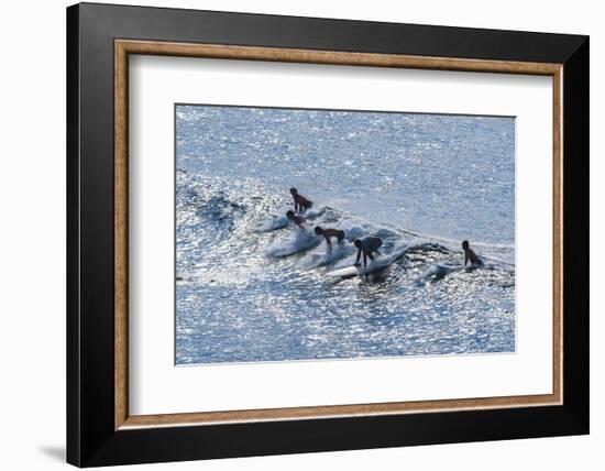 Surfers at the Hookipa Beach Park, Paai, Maui, Hawaii, United States of America, Pacific-Michael Runkel-Framed Photographic Print