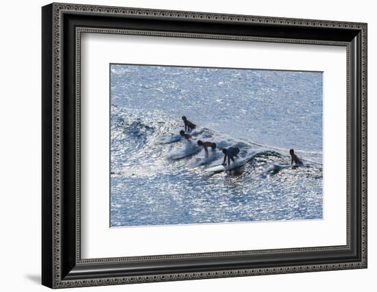 Surfers at the Hookipa Beach Park, Paai, Maui, Hawaii, United States of America, Pacific-Michael Runkel-Framed Photographic Print