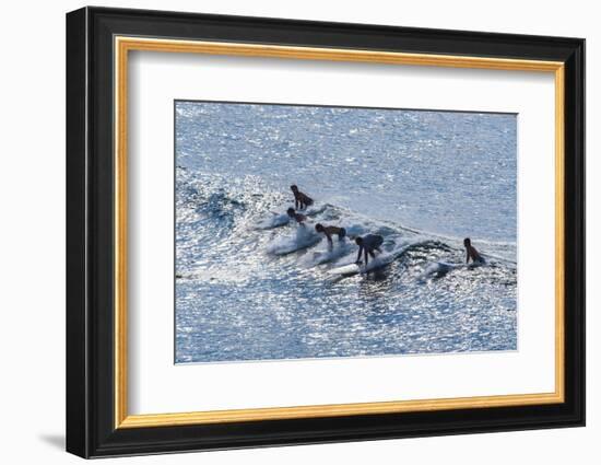 Surfers at the Hookipa Beach Park, Paai, Maui, Hawaii, United States of America, Pacific-Michael Runkel-Framed Photographic Print