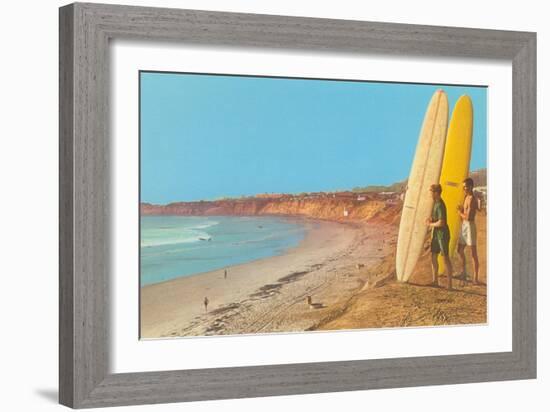 Surfers Checking Out Waves-null-Framed Art Print