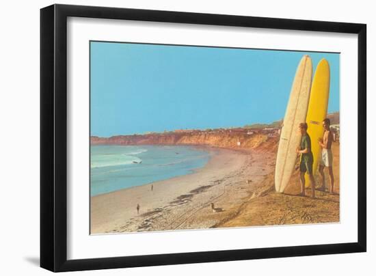 Surfers Checking Out Waves-null-Framed Art Print