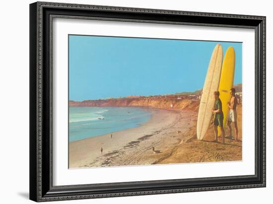 Surfers Checking Out Waves-null-Framed Art Print