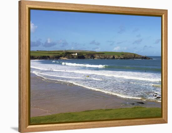 Surfers, Harlyn Bay, Cornwall, England, United Kingdom, Europe-Jeremy Lightfoot-Framed Premier Image Canvas