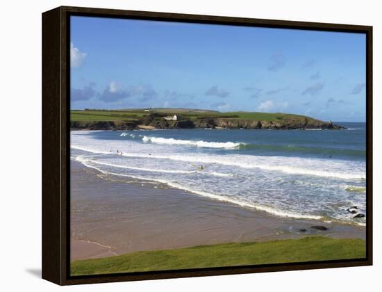 Surfers, Harlyn Bay, Cornwall, England, United Kingdom, Europe-Jeremy Lightfoot-Framed Premier Image Canvas