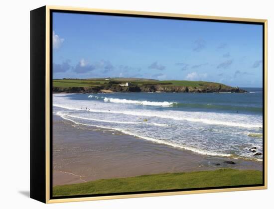 Surfers, Harlyn Bay, Cornwall, England, United Kingdom, Europe-Jeremy Lightfoot-Framed Premier Image Canvas