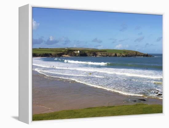 Surfers, Harlyn Bay, Cornwall, England, United Kingdom, Europe-Jeremy Lightfoot-Framed Premier Image Canvas