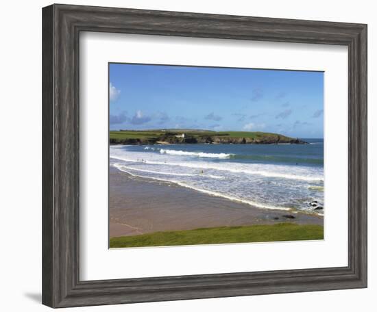 Surfers, Harlyn Bay, Cornwall, England, United Kingdom, Europe-Jeremy Lightfoot-Framed Photographic Print