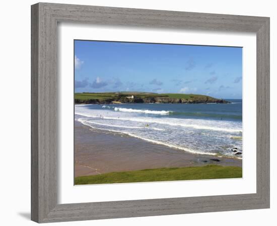 Surfers, Harlyn Bay, Cornwall, England, United Kingdom, Europe-Jeremy Lightfoot-Framed Photographic Print