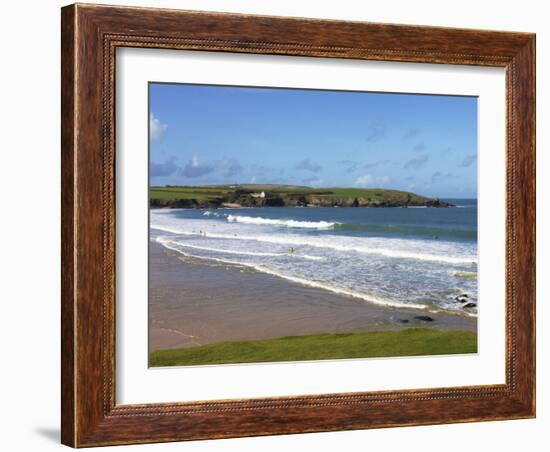 Surfers, Harlyn Bay, Cornwall, England, United Kingdom, Europe-Jeremy Lightfoot-Framed Photographic Print