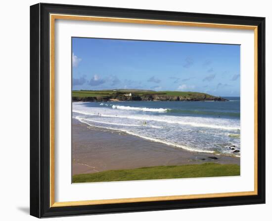 Surfers, Harlyn Bay, Cornwall, England, United Kingdom, Europe-Jeremy Lightfoot-Framed Photographic Print