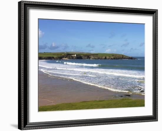 Surfers, Harlyn Bay, Cornwall, England, United Kingdom, Europe-Jeremy Lightfoot-Framed Photographic Print