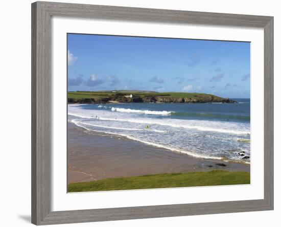 Surfers, Harlyn Bay, Cornwall, England, United Kingdom, Europe-Jeremy Lightfoot-Framed Photographic Print