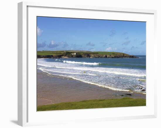 Surfers, Harlyn Bay, Cornwall, England, United Kingdom, Europe-Jeremy Lightfoot-Framed Photographic Print