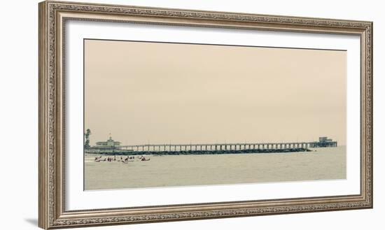 Surfers In Front Of Pier In Newport Beach-Lindsay Daniels-Framed Photographic Print