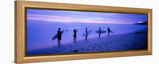 Surfers on Beach Costa Rica-null-Framed Stretched Canvas