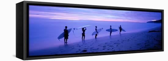 Surfers on Beach Costa Rica-null-Framed Stretched Canvas