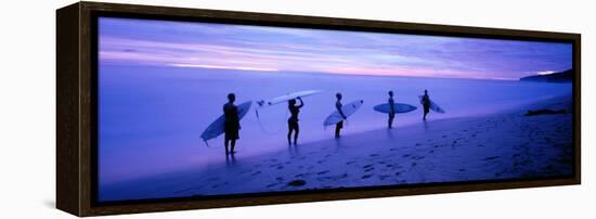 Surfers on Beach Costa Rica-null-Framed Stretched Canvas