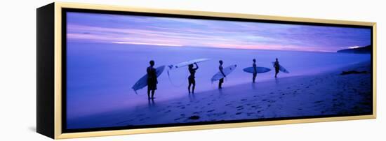 Surfers on Beach Costa Rica-null-Framed Stretched Canvas